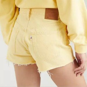 Levi's 501 original High Rise denim shorts in washed yellow